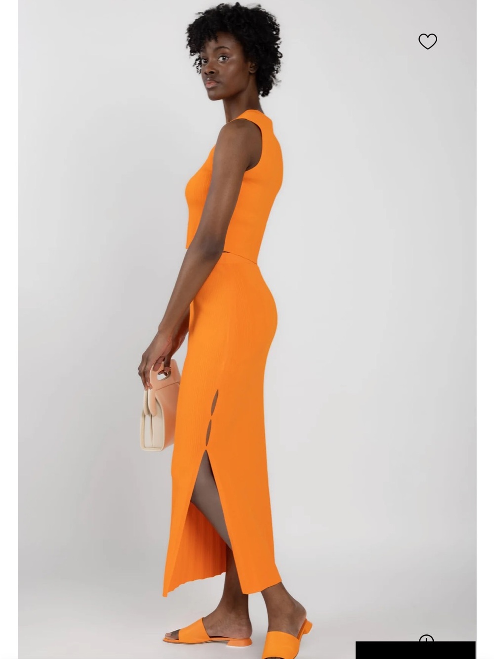 FRAME This Mixed Rib Cut Out Tank and Skirt Set Bright Tangerine Small Like New - Picture 3 of 14